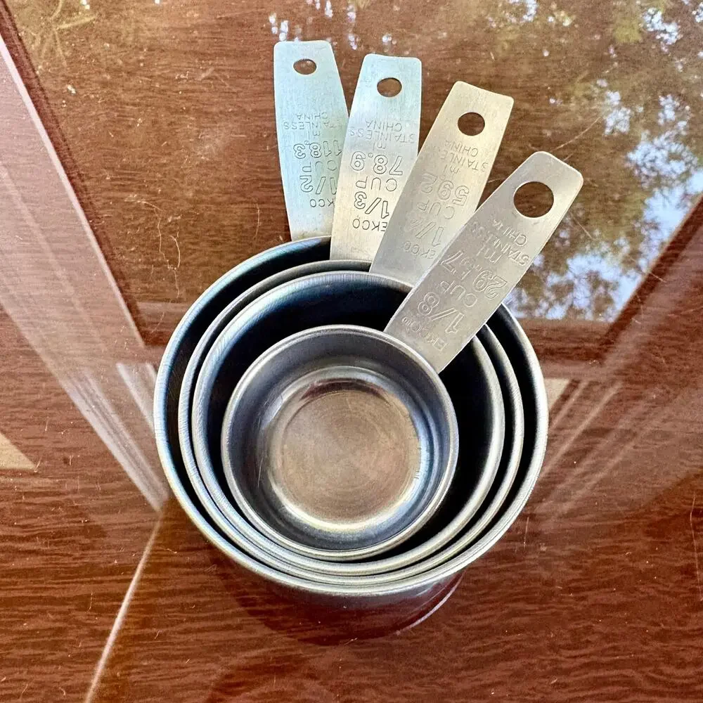 Vintage EKCO Stainless Steel Measuring Cups Set, 4 Piece Kitchen